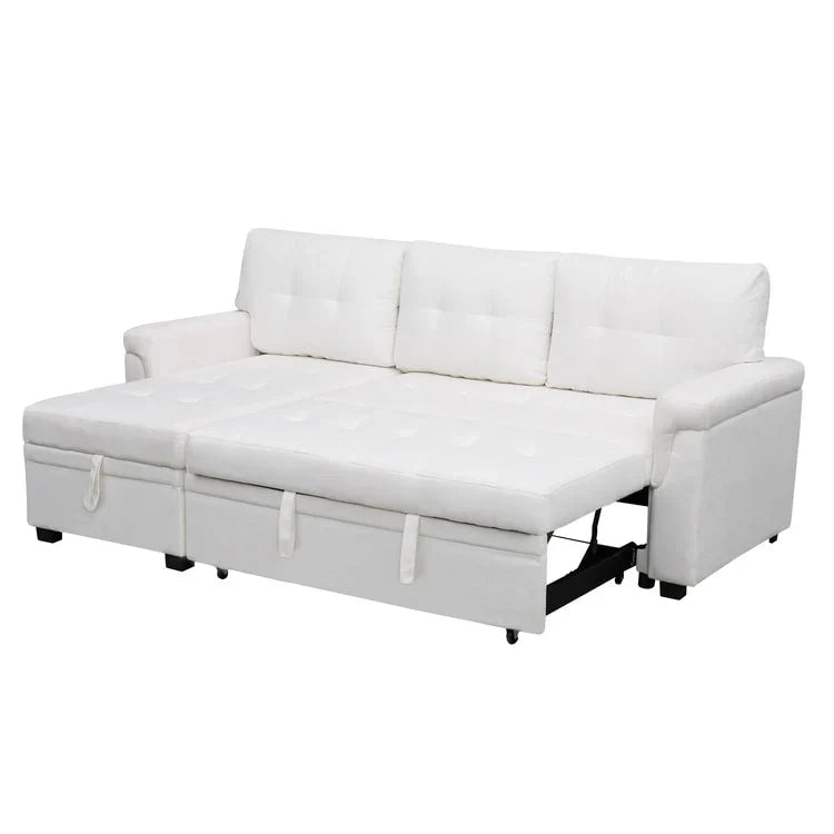 Canapé d'angle réversible avec lit gigogne, méridienne de rangement, pieds durables,