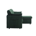 Canapé d'angle réversible en velours côtelé/chenille avec chaise longue de rangement et poche latérale