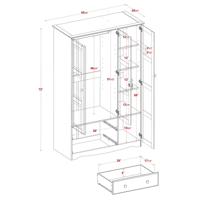 Armoire 3 portes - Blanc/Moka/Java - Bois massif