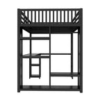 Lit mezzanine taille XL avec armoire intégrée
