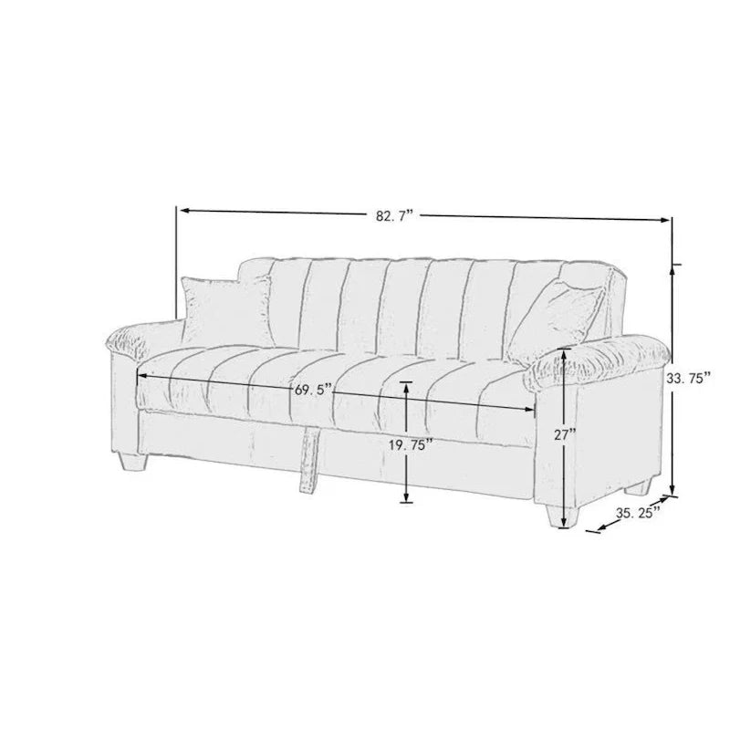 Canapé-lit convertible en velours de 82,7 po avec 2 oreillers