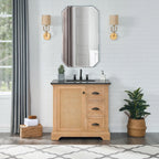 Meuble sous-vasque Hervas avec plateau en marbre naturel, sans miroir