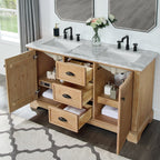 Meuble sous-vasque Hervas avec plateau en marbre naturel, sans miroir