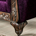 Causeuse Grendel traditionnelle en chenille violette avec accoudoirs roulés par Furniture of America