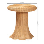 Table d'appoint Avalon en rotin naturel - Table en osier tressé à la main avec base à jupe, style côtier pour salon ou couloir