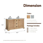 Meuble sous-vasque Hervas avec plateau en marbre naturel, sans miroir