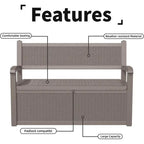 Banc de rangement en résine tout temps avec compartiment caché verrouillable - Aspect rotin, capacité de 227 kg, rangement de 265 litres