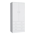 19 Armoire moderne à deux portes avec 3 tiroirs et 1 tringle de penderie pour chambre à coucher