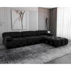 Canapé d'angle modulable noir en velours