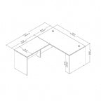 Bureau d'angle en L de 60 pouces (avec table latérale de 42 pouces)