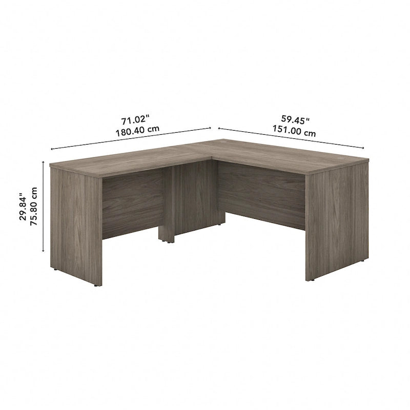 Bureau d'angle en L de 60 pouces (avec table latérale de 42 pouces)
