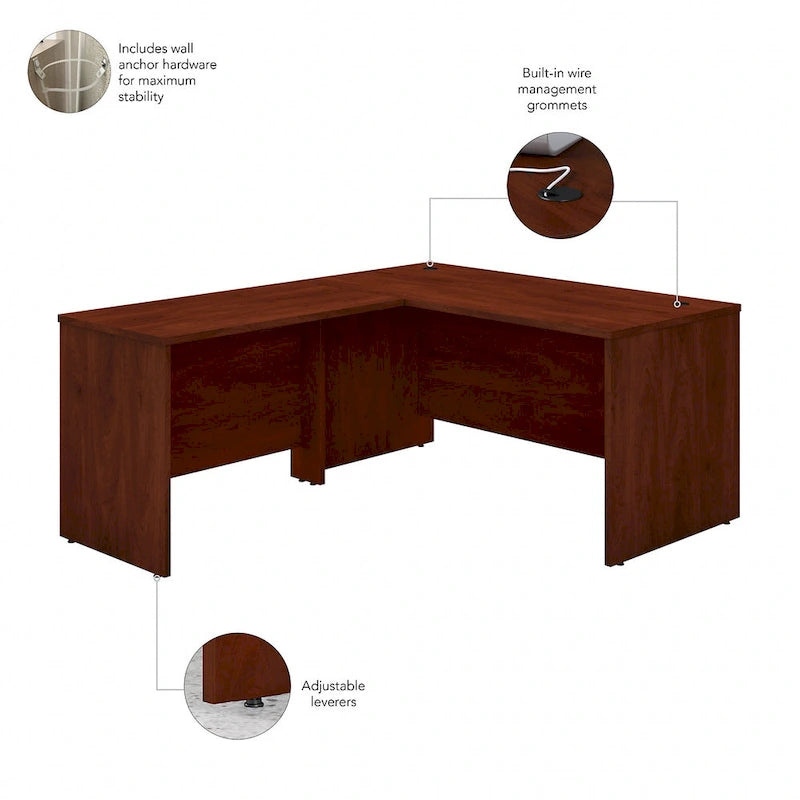 Bureau d'angle en L de 60 pouces (avec table latérale de 42 pouces)