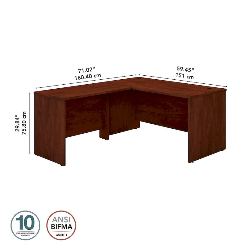Bureau d'angle en L de 60 pouces (avec table latérale de 42 pouces)