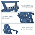 Chaise Adirondack pliante, chaises longues de plage en plastique HDPE toutes saisons pour terrasse et mobilier de jardin
