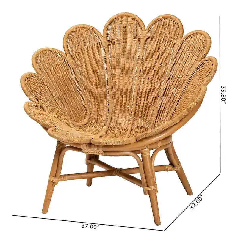 Fauteuil d'appoint fleur Blossom en rotin bohème miel