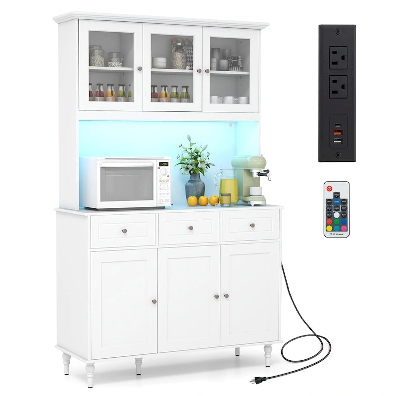 Armoire haute de cuisine pour aliments avec lumières LED et