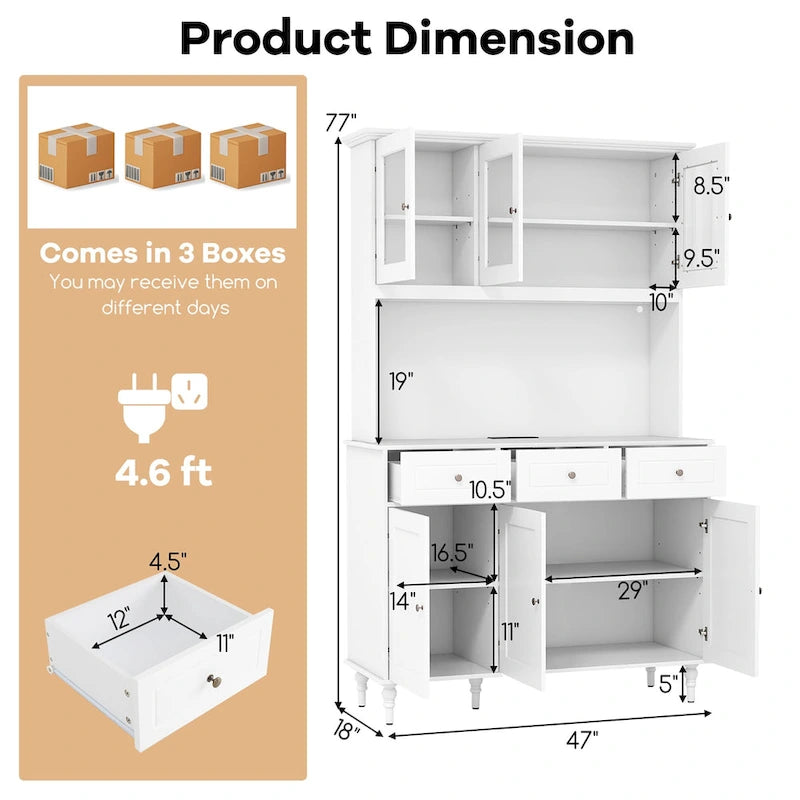 Armoire haute de cuisine pour aliments avec lumières LED et