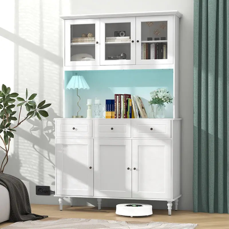Armoire haute de cuisine pour aliments avec lumières LED et