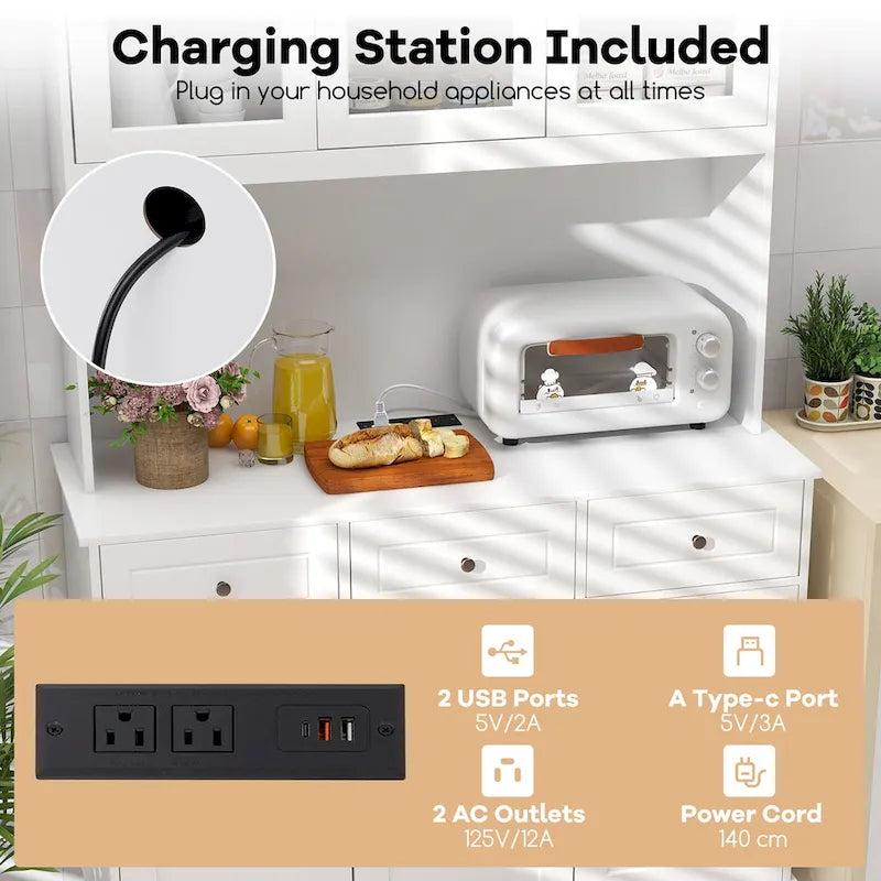 Armoire haute de cuisine pour aliments avec lumières LED et