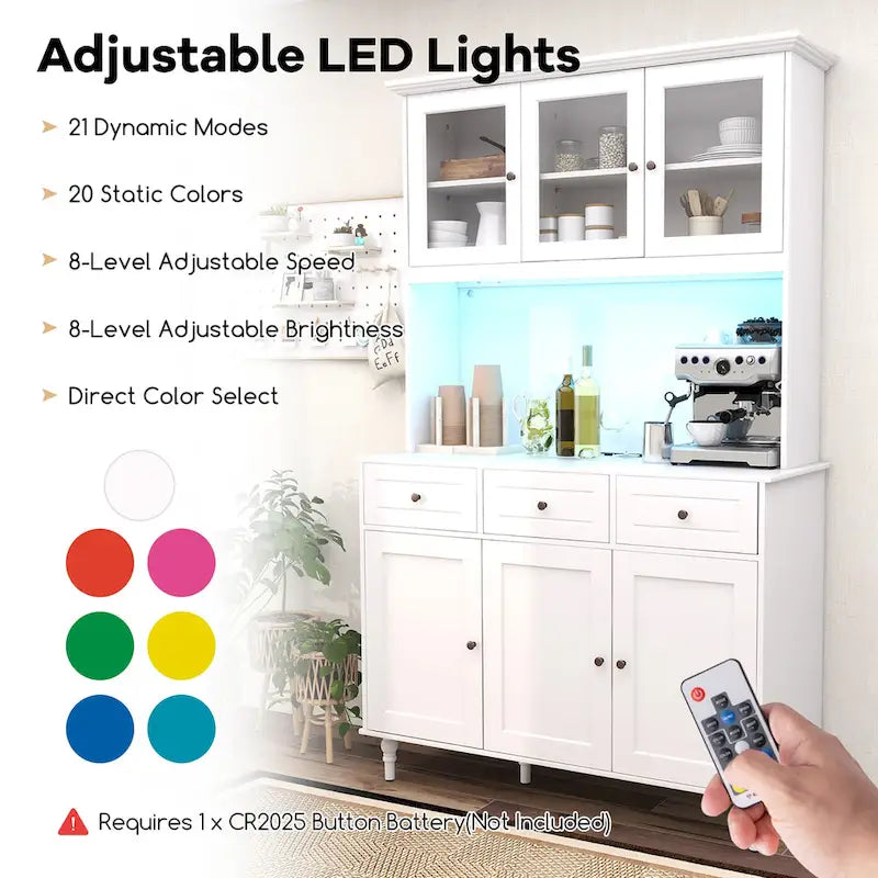 Armoire haute de cuisine pour aliments avec lumières LED et