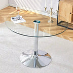 Table à manger circulaire moderne avec plateau en verre élégant et pieds en métal robustes pour divers espaces