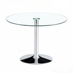 Table à manger circulaire moderne avec plateau en verre élégant et pieds en métal robustes pour divers espaces