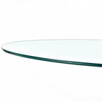 Table à manger circulaire moderne avec plateau en verre élégant et pieds en métal robustes pour divers espaces