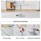 Table à manger circulaire moderne avec plateau en verre élégant et pieds en métal robustes pour divers espaces