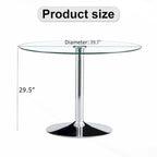 Table à manger circulaire moderne avec plateau en verre élégant et pieds en métal robustes pour divers espaces