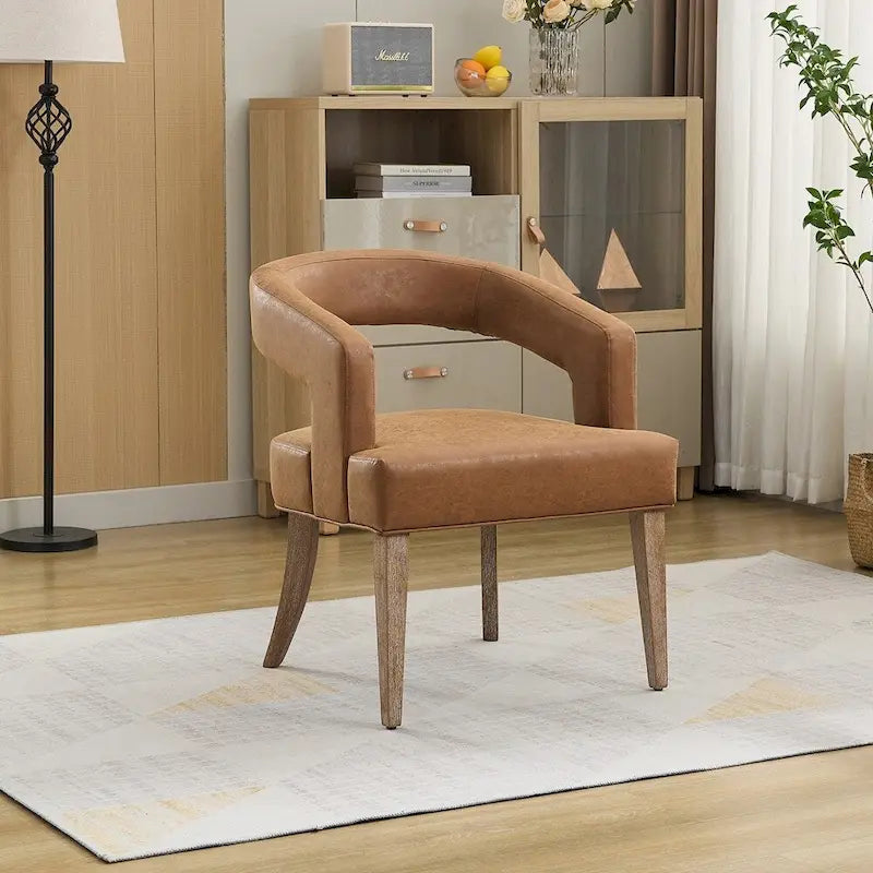 Modern Style Barrel-Back Upholstered Lounge Chair