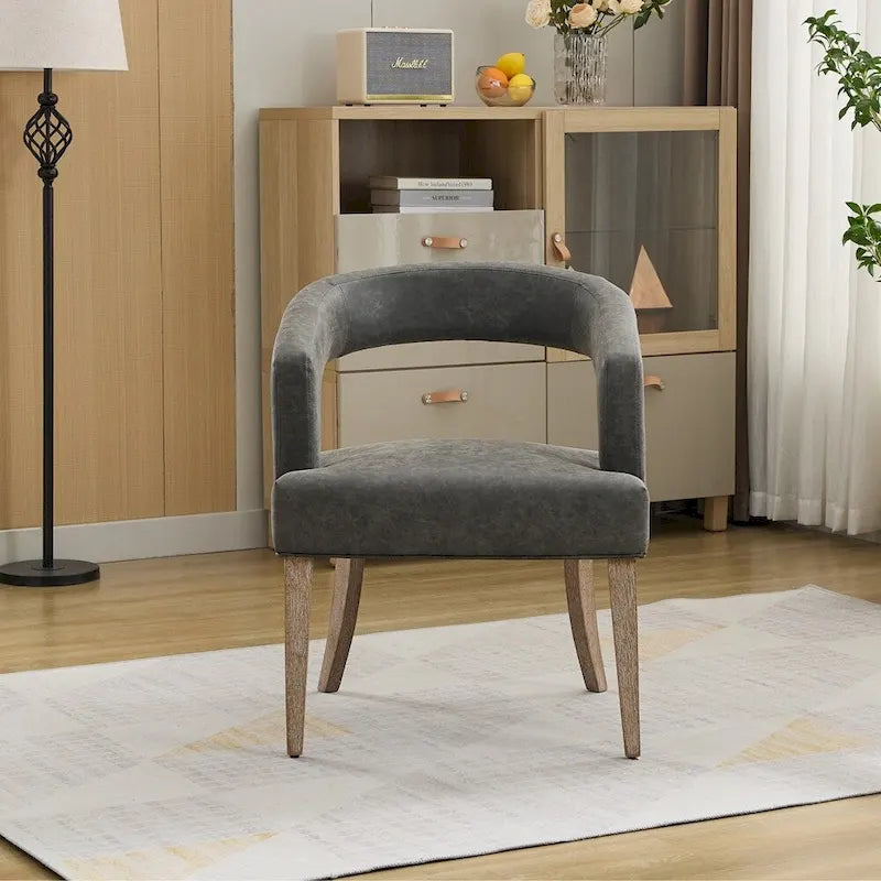 Modern Style Barrel-Back Upholstered Lounge Chair