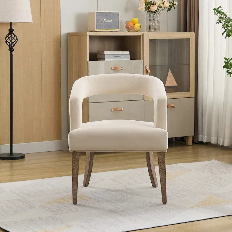 Modern Style Barrel-Back Upholstered Lounge Chair