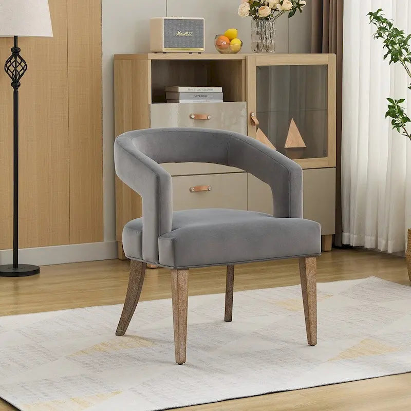 Modern Style Barrel-Back Upholstered Lounge Chair