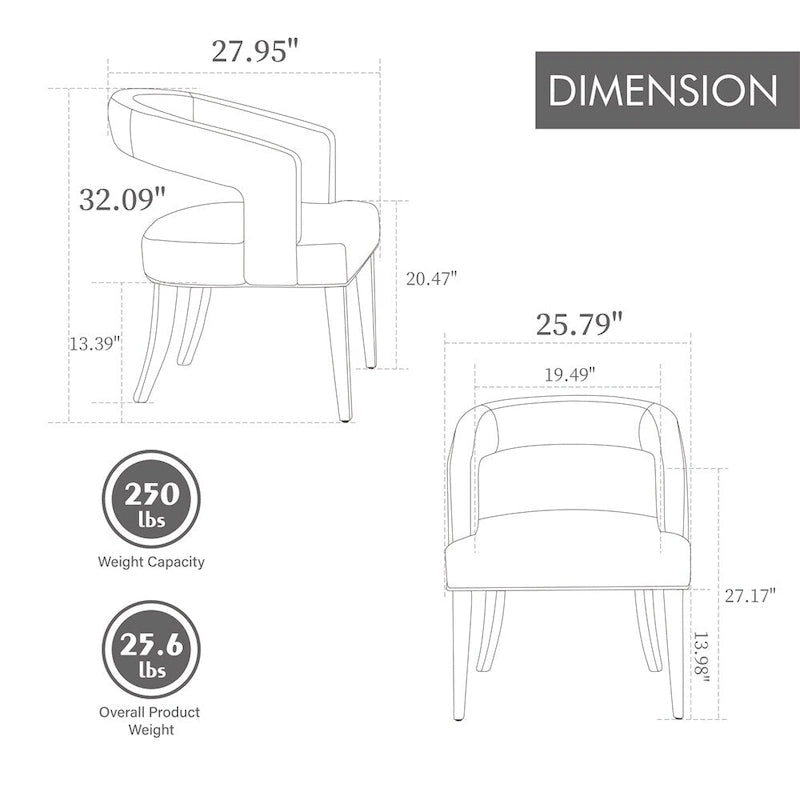Modern Style Barrel-Back Upholstered Lounge Chair