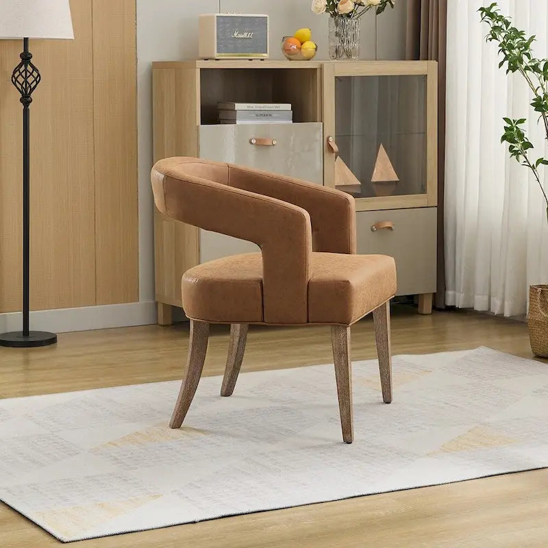 Modern Style Barrel-Back Upholstered Lounge Chair