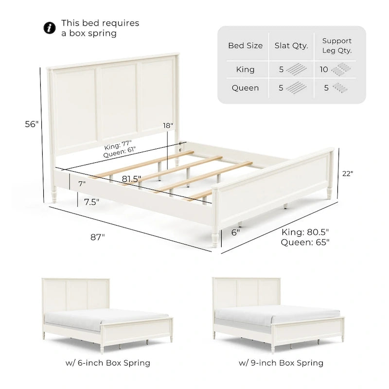 Classic Modern Solid Wood Panel Bed