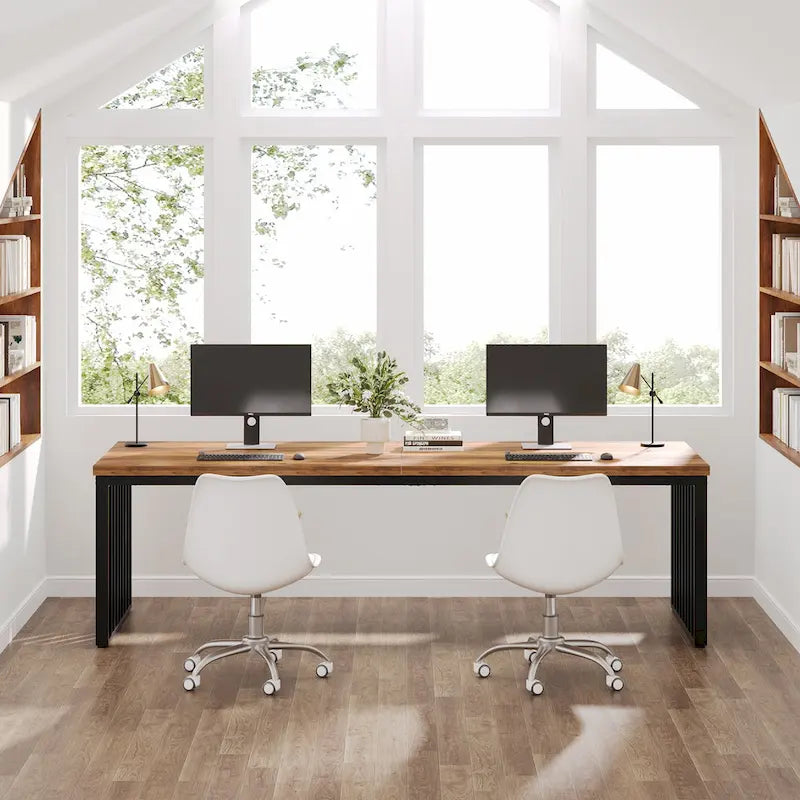 78.7-Inch 2 Person Computer Desk, Wood Writing Executive Desk for Home Office