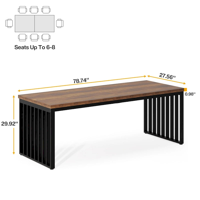 78.7-Inch 2 Person Computer Desk, Wood Writing Executive Desk for Home Office