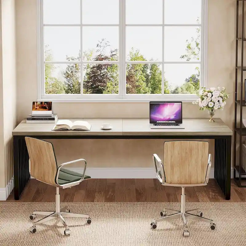 78.7-Inch 2 Person Computer Desk, Wood Writing Executive Desk for Home Office