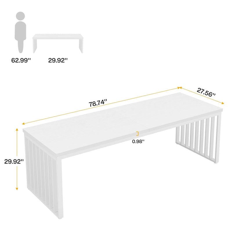 78.7-Inch 2 Person Computer Desk, Wood Writing Executive Desk for Home Office