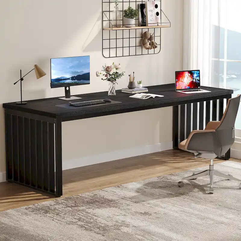 78.7-Inch 2 Person Computer Desk, Wood Writing Executive Desk for Home Office
