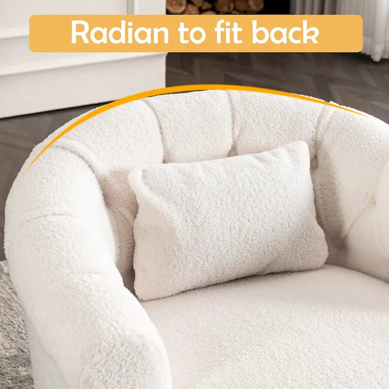 Velvet Swivel Chair with Footrest, 360-Degree Swivel.