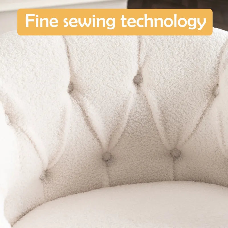 Velvet Swivel Chair with Footrest, 360-Degree Swivel.