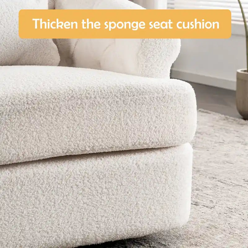 Velvet Swivel Chair with Footrest, 360-Degree Swivel.