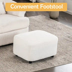 Velvet Swivel Chair with Footrest, 360-Degree Swivel.