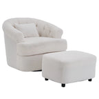 Velvet Swivel Chair with Footrest, 360-Degree Swivel.