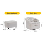 Velvet Swivel Chair with Footrest, 360-Degree Swivel.