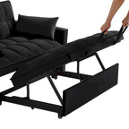 Canapé-lit convertible 4-en-1 – Causeuse en velours – Lit d'appoint avec dossier inclinable, 2 poches latérales