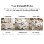 Table basse relevable pliable avec 4 tabourets et rangement