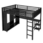 Lit mezzanine taille XL avec armoire intégrée